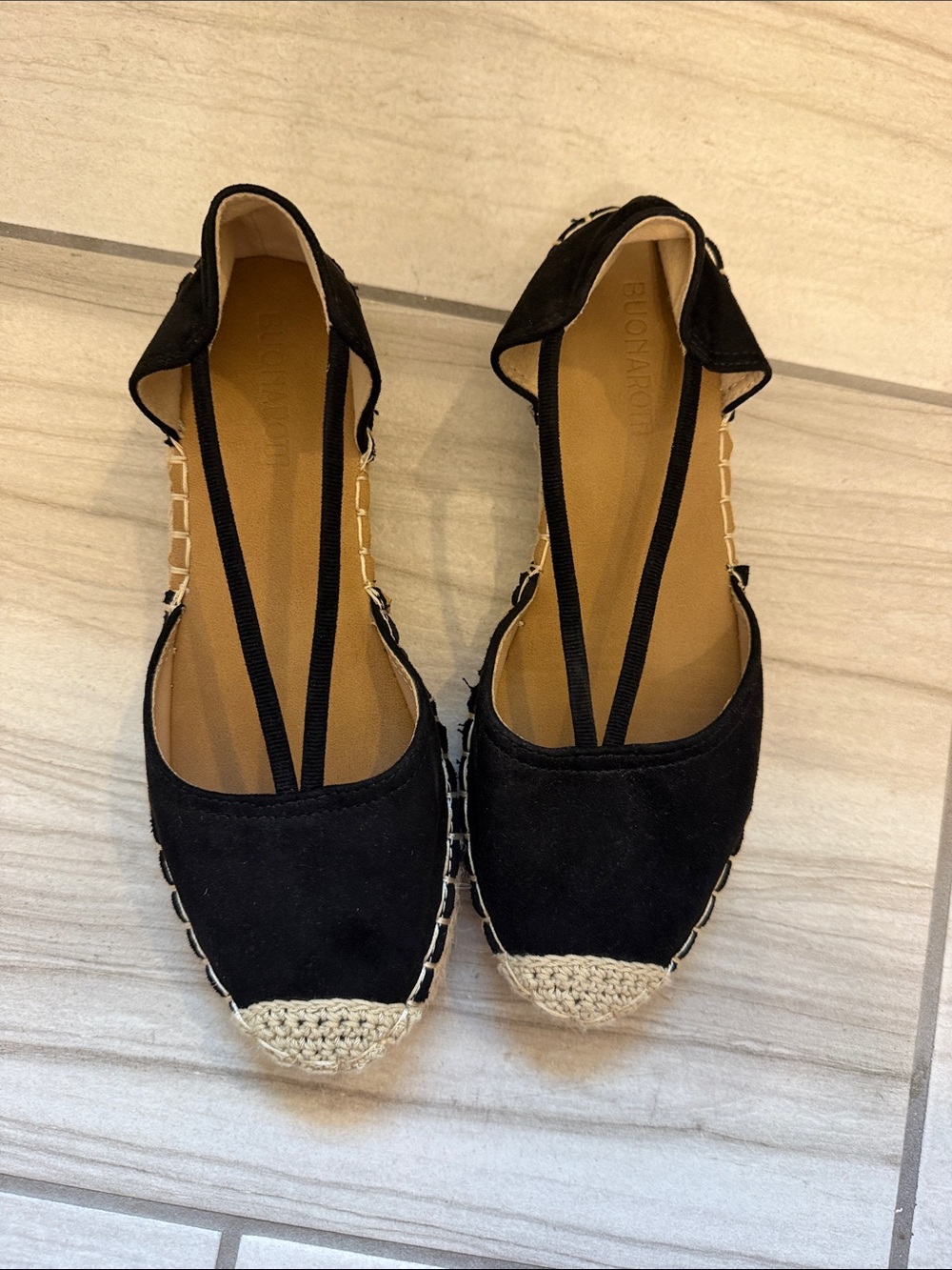 Black Espadrille Flats with Ankle Straps - Picture 6 of 6